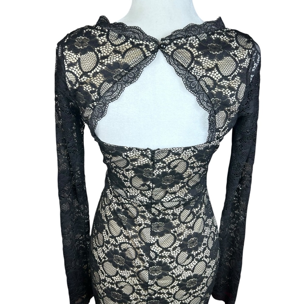 Windsor Whimsigoth Lace Maxi Dress Med Black Dark Romantic Gothic Mesh - Picture 8 of 17
